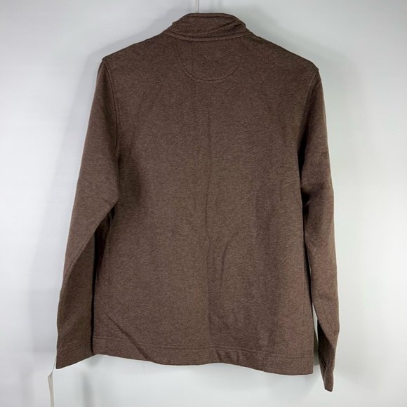 Van Heusen Mens Pullover Sweater Brown Mock Neck 1/4 Zip Heathered S New $60 - Picture 2 of 8